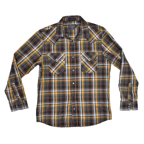 Pendleton Frontier Men's Plaid Pearl Snap Western Shirt Size M Chest Pockets - Picture 1 of 8